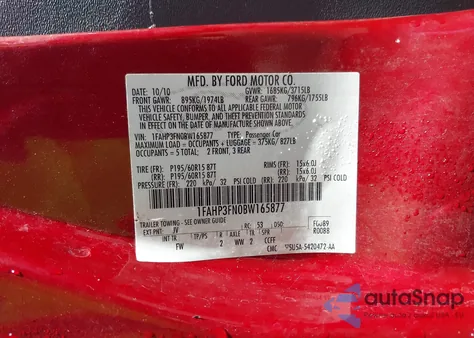 2011 Ford Focus Se из США, поврежденный, VIN 1FAHP3FN0BW165877